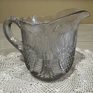Rare Vintage Clear Pressed Glass Lg Creamer/Gravy Pitcher